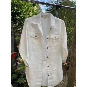Women's "Happily Grey" Shirt Jacket "Shacket" Size Small Winter White EUC ///
